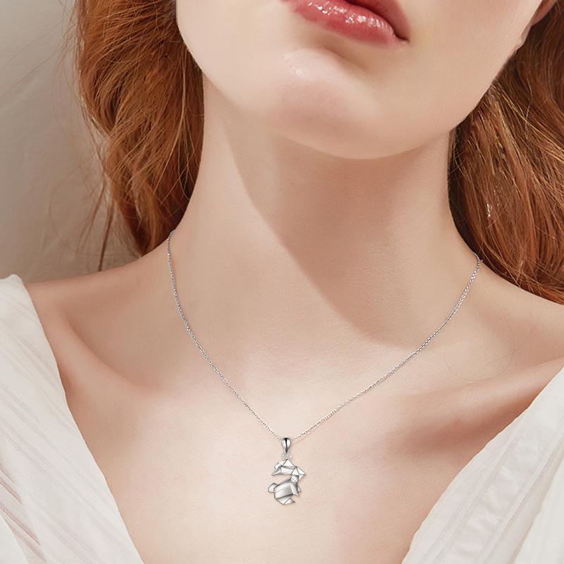 Flag Village Origami Rabbit Bunny Urn Necklace for Ashes in Sterling Silver as Gifts