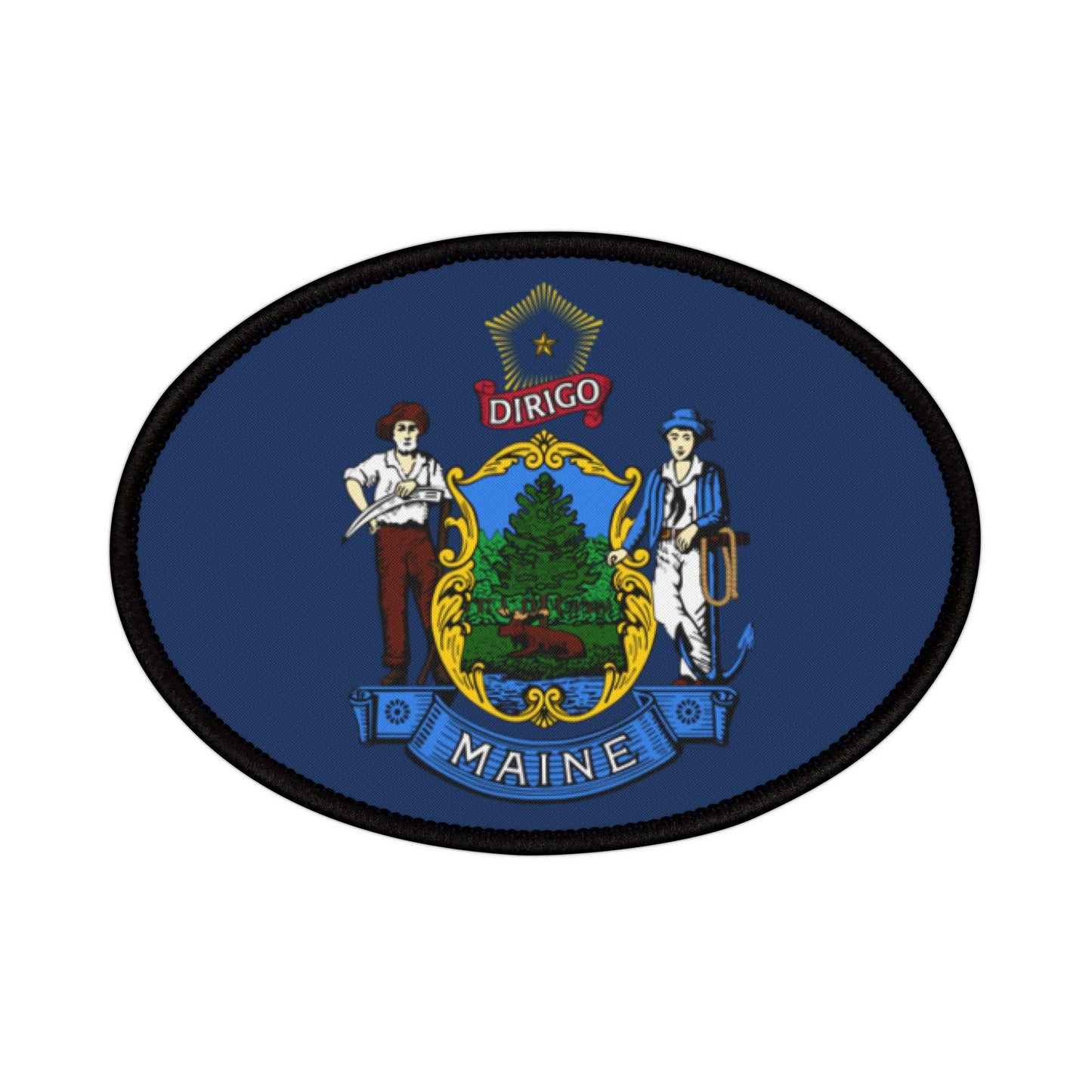 Flag Village Maine State Flag Embroidery Iron-On Patches