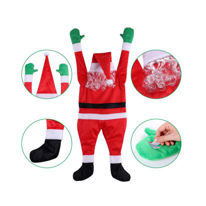 Flag Village Santa Claus Climbs The Wall To Decorate Clothes Ornaments Gifts Christmas Decoration