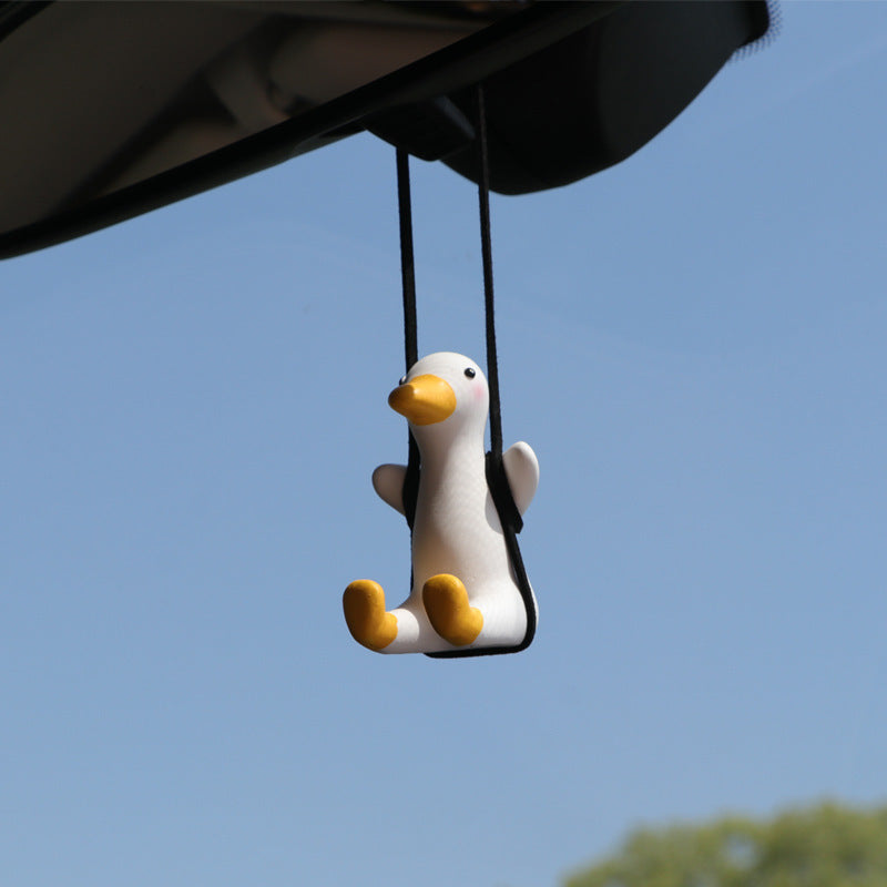 Flag Village Car Pendant Cute Anime Little Duck Swing Auto Rearview Mirror Hanging Ornaments Interior Decoraction Accessories For Girls Gifts