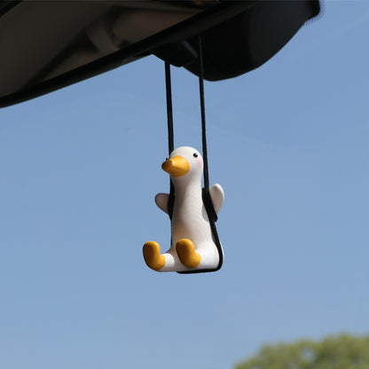 Flag Village Car Pendant Cute Anime Little Duck Swing Auto Rearview Mirror Hanging Ornaments Interior Decoraction Accessories For Girls Gifts