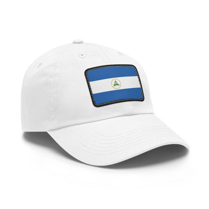 Flag Village Nicaragua Flag Hat Cap with Leather Patch