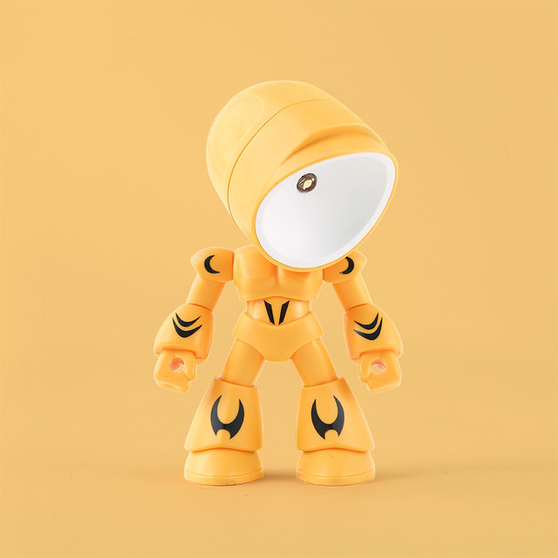 Flag Village Cute LED Hero Table Lamp Mini Portable Cool Mecha Cute Robot Night Light Bedroom Home Decoration Kids Boys Gifts
