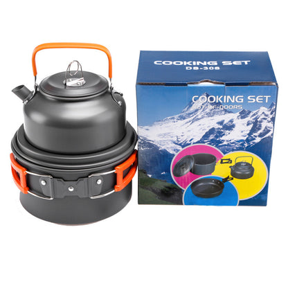 Flag Village Outdoor Jacketed Kettle 2-3 Person Camping Teapot Tableware Suit