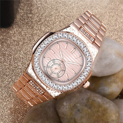Flag Village Mens Fashion Alloy Band Diamond Gifts Watches