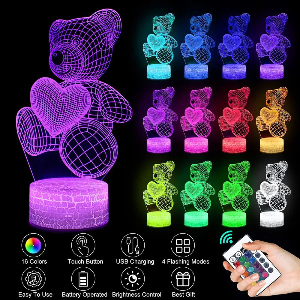 Flag Village 3D Lamp Acrylic USB LED Night Lights Neon Sign Lamp Xmas Christmas Decorations For Home Bedroom Birthday Decor Valentines Day Gifts