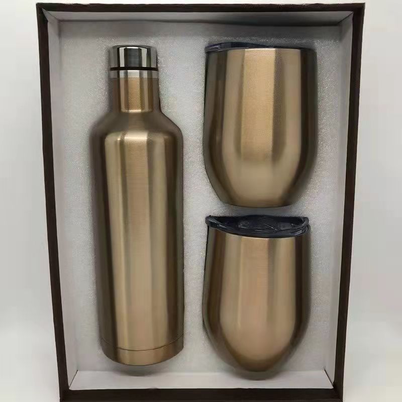 Flag Village 304 Stainless Steel 500ml Red Wine Bottle Gift Box Set Cup