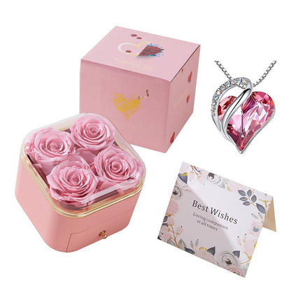 Flag Village Valentines Day Rose Flower Drawer Jewelry Box Earrings Ring Necklace Storage Valentine's Day Gift Box Romantic Jewelry Packaging Box