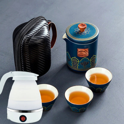 Flag Village Ceramic Portable Travel Tea Set Gift Box