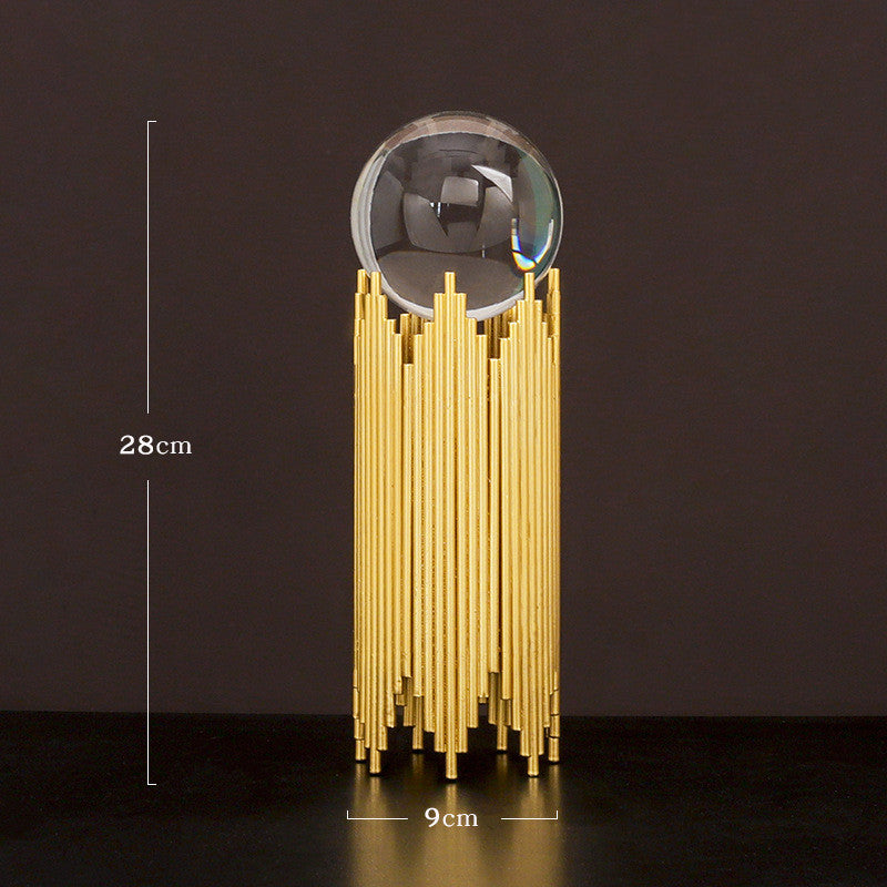 Flag Village Nordic Light Luxury Metal Crystal Ball Ornaments Creative Home Decor Ornaments Abstract Shape Golden Iron Crafts Exquisite Gifts
