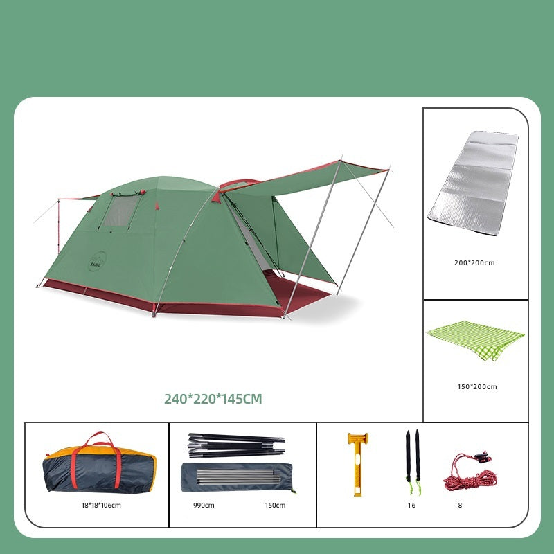 Flag Village Four Person Outdoor Camping Space Folding And Thickening Tent Rain And Sun Proof Outdoor