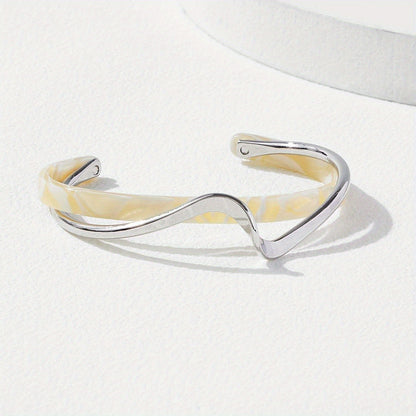 Flag Village Metal White Shellfish Plate Bracelet For Women Opening Adjustable 2 Layers Design Llight Luxury Female Fashion Jewelry Gifts