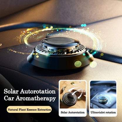 Flag Village Auto Tools Portable Kinetic Car Air Freshener Solar Powered Double Ring Rotating Air Cleaner Perfume Fragrance Diffuser