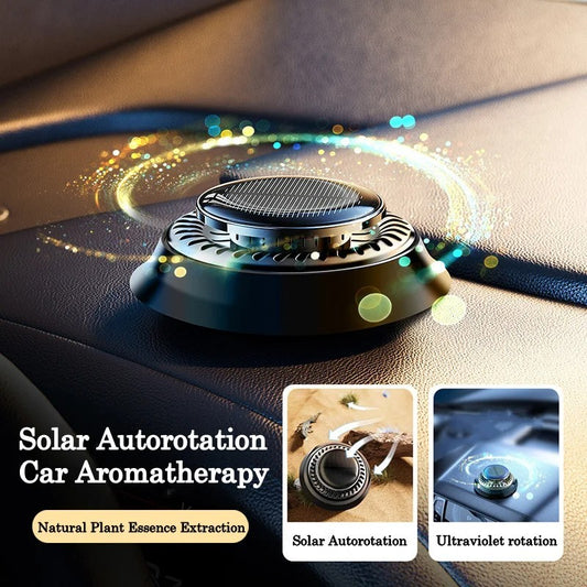 Flag Village Auto Tools Portable Kinetic Car Air Freshener Solar Powered Double Ring Rotating Air Cleaner Perfume Fragrance Diffuser