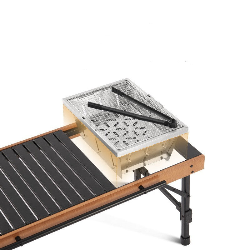 Flag Village Outdoor Folding Combination Table Camping Barbecue Picnic Beech Wood Table