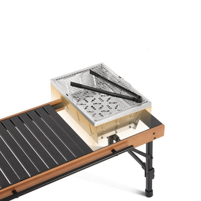 Flag Village Outdoor Folding Combination Table Camping Barbecue Picnic Beech Wood Table