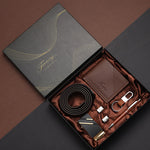 Flag Village Practical Men's Tiandigai Gift Set Belt Wallet Keychain Pen 4-Piece Gift Box