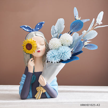 Flag Village Home Decor Girl Figurine Resin Sculpture Abstract Art Room Decor Nordic Decoration Home Living Room Decoration Accessories Gifts