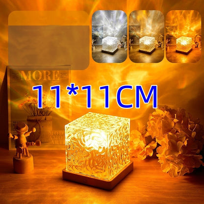 Flag Village LED Water Ripple Ambient Night Light USB Rotating Projection Crystal Table Lamp RGB Dimmable Home Decoration 16 Color Gifts