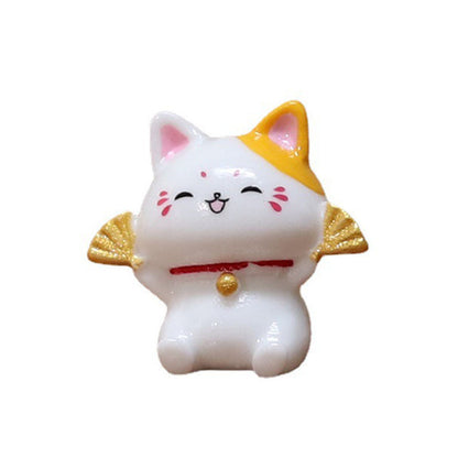 Flag Village Micro Landscape Ornaments Cute Lucky Cat Resin Crafts Car Center Console Decoration Home Decoration Gifts