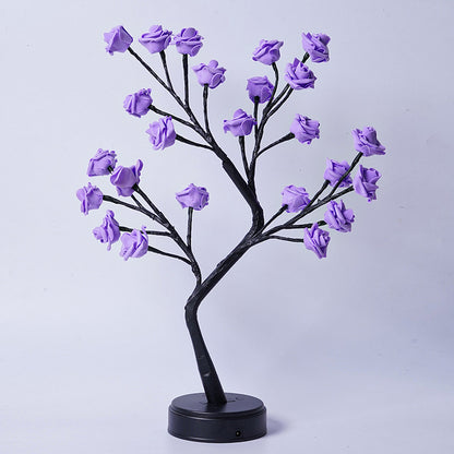 Flag Village Table Lamp Flower Tree Rose Lamps Fairy Desk Night Lights USB Operated Gifts For Wedding Valentine Christmas Decoration