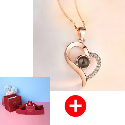 Flag Village Hot Valentine's Day Gifts Metal Rose Jewelry Gift Box Necklace For Wedding Girlfriend Necklace Gifts