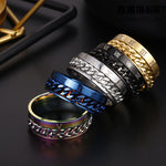 Flag Village Roman Letter Rotatable Chain Rings Men Digital Titanium Steel RingFor Couple High Quality Multifunctional Bottle Opener Ring Spinner Jewelry Punk Gifts