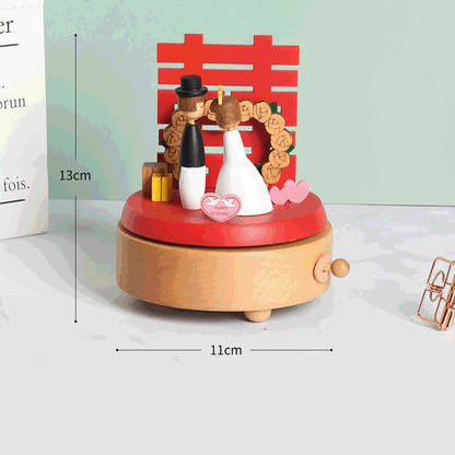 Flag Village Wooden building model music box birthday gift