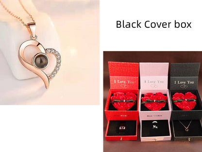 Flag Village Hot Valentine's Day Gifts Metal Rose Jewelry Gift Box Necklace For Wedding Girlfriend Necklace Gifts