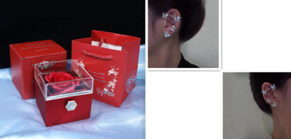 Flag Village Rotating Soap Flower Rose Gift Box Creative Rotating Rose Jewelry Packaging Box Valentine's Day Gift For Women