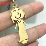 Flag Village Custom Kids Drawing Painting Necklace Stainless Stee Personalized Children Artwork Pendant For Kids Mom Family Jewelry Gifts