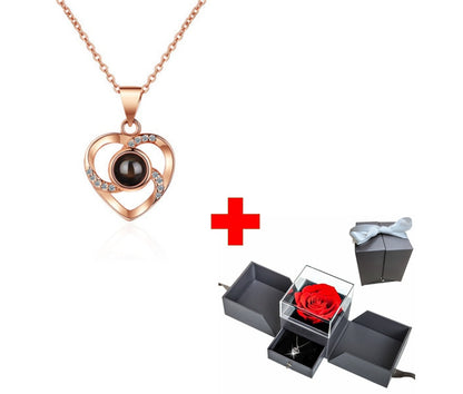 Flag Village Preserved Flower Rose Flower Necklace Jewelry Box Gift