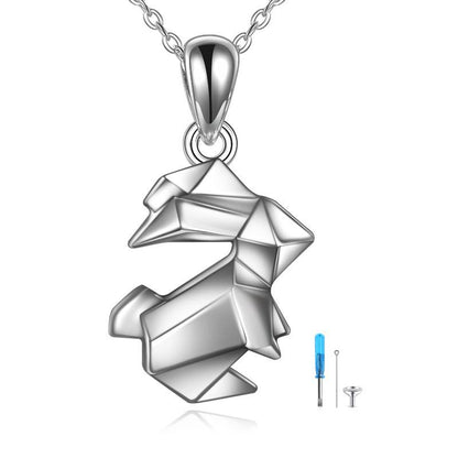 Flag Village Origami Rabbit Bunny Urn Necklace for Ashes in Sterling Silver as Gifts