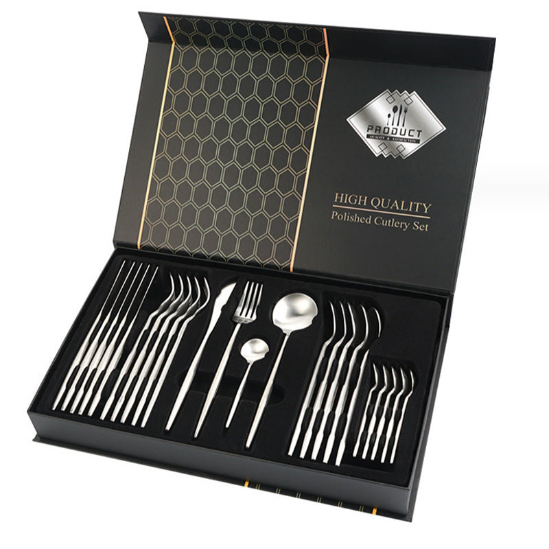 Flag Village Gift Box Stainless Steel Tableware 24-piece Set