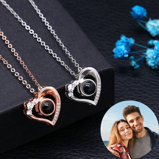 Flag Village 925 Silver Necklace Female Personality Projection Color Photo I Love You 100 Language Gifts
