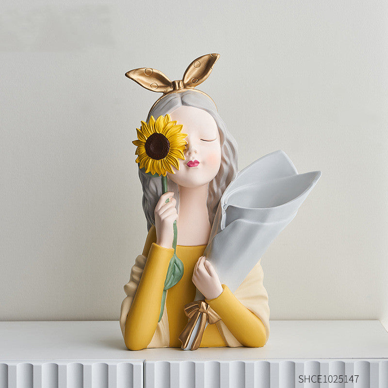 Flag Village Home Decor Girl Figurine Resin Sculpture Abstract Art Room Decor Nordic Decoration Home Living Room Decoration Accessories Gifts