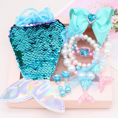 Flag Village Children's Ornament Set Cartoon Fishtail Bag Gift Box