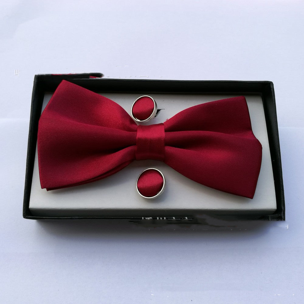 Flag Village Pocket Square Cufflinks Set Men's Bow Gift Box