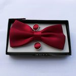 Flag Village Pocket Square Cufflinks Set Men's Bow Gift Box