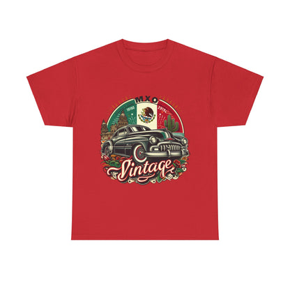 Flag Village Mexico Vintage Car Flag T-SHIRT Heavy Cotton Tee MEX0001