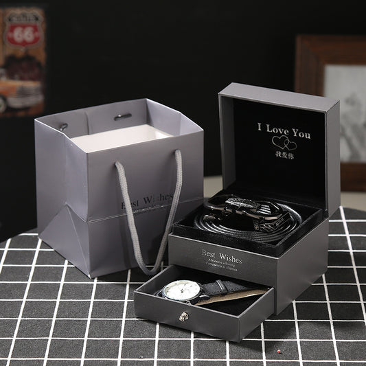 Flag Village Leather Belt Wallet Gift Box Set Holiday Gift Watch