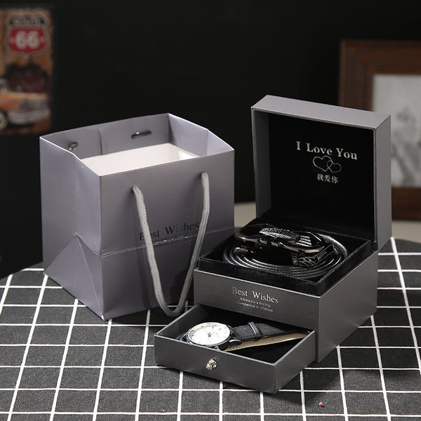 Flag Village Leather Belt Wallet Gift Box Set Holiday Gift Watch