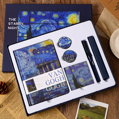 Flag Village Oil Painting Hand Account Set Creative Art Notebook Notepad Gift Box