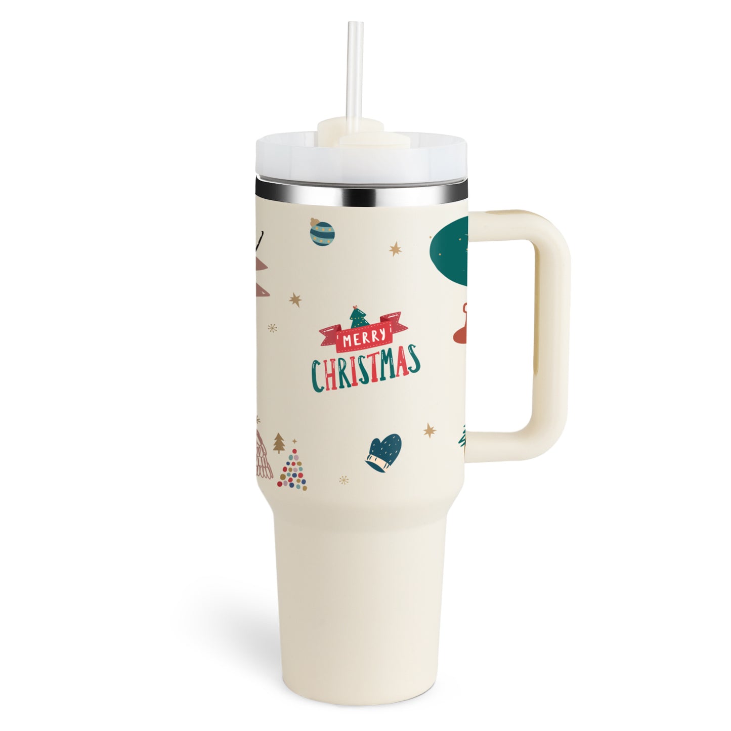 Flag Village 40 Oz Tumbler With Handle Straw Insulated, Stainless Steel Spill Proof Vacuum Coffee Cup Tumbler With Lid Tapered Mug Gifts For Valentine Lover Suitable For Car Gym Office Travel