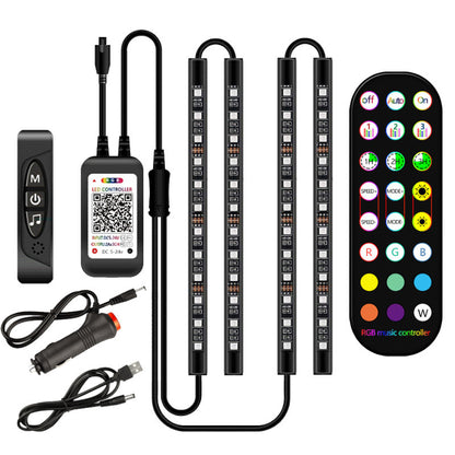 Flag Village Auto Tools Styling Decorative Lamp LED Car Interior Light Waterproof Ambient Lamp Of Wireless Remote Music Control Car RGB Strip Lights