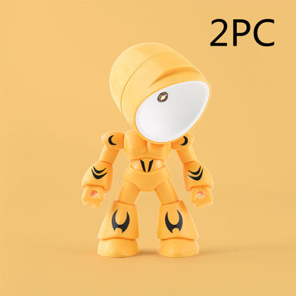 Flag Village Cute LED Hero Table Lamp Mini Portable Cool Mecha Cute Robot Night Light Bedroom Home Decoration Kids Boys Gifts