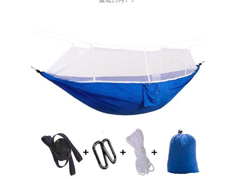 Flag Village Outdoor Parachute Cloth Hammock Couble with Mosquito Net Light Portable Army Green Insect-proof Camping Aerial Tent