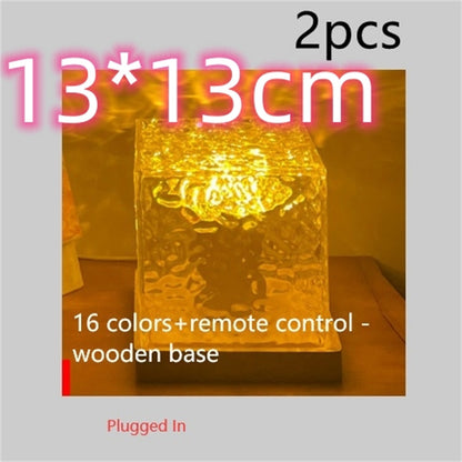 Flag Village LED Water Ripple Ambient Night Light USB Rotating Projection Crystal Table Lamp RGB Dimmable Home Decoration 16 Color Gifts