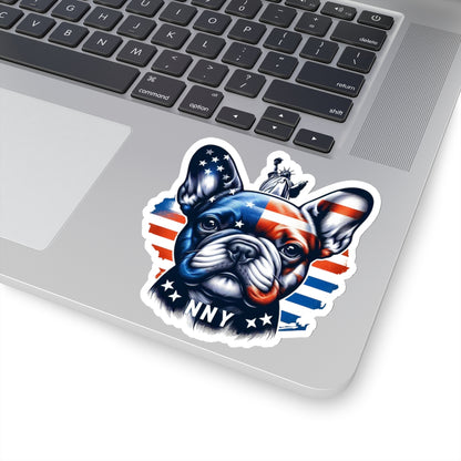 Flag Village USA Flag with French Bulldog Sticker 2", 3", 4", 6" USA0001