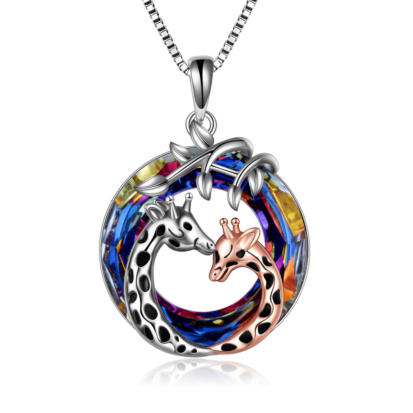 Flag Village Giraffe Pendant Necklace Sterling Silver Crystal Jewelry Gifts for Women Teens Girls